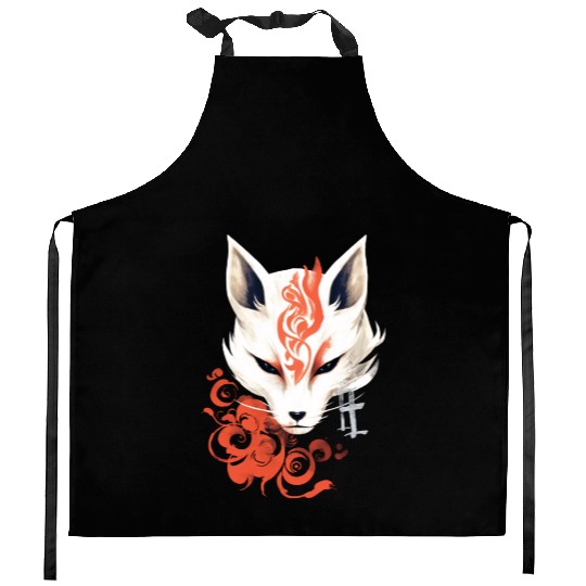 Fox Maske Kumiho Samurai Kitsune Japan Anime Kitchen Aprons