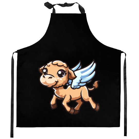 Camel Angel, Winged Illustration, Heavenly Creatur Kitchen Aprons