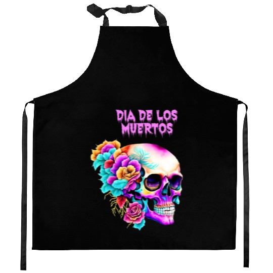 Vintage Dia de los Muertos Art Design Sugar Skull Kitchen Aprons