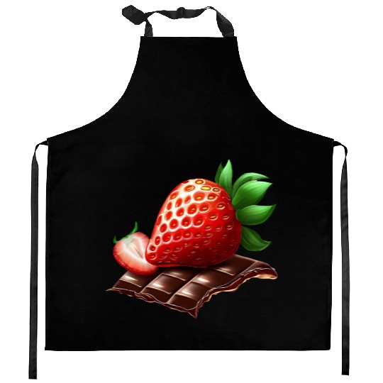 Sweet Temptation: Strawberry Meets Dark Chocolate Kitchen Aprons