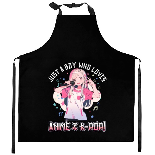 Just a Boy who loves Anime and K-Pop Kitchen Aprons