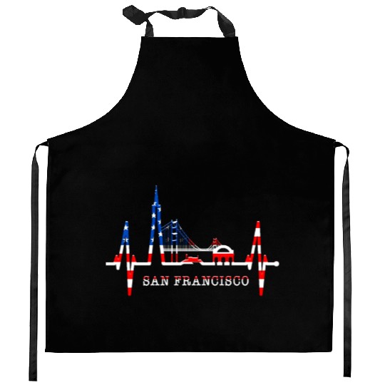 San Francisco Skyline Heartbeat California Lover Kitchen Aprons