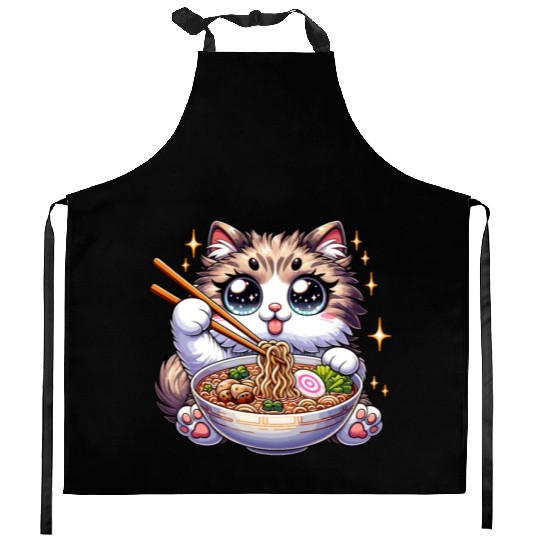Ramen Cat Neko Noodles Japanese Anime Kitchen Aprons