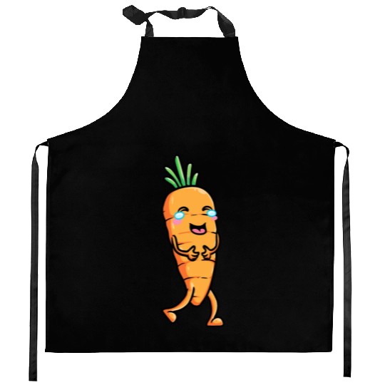 Carrot Emoticon Vegetable Vegan Vegetarian Kitchen Aprons