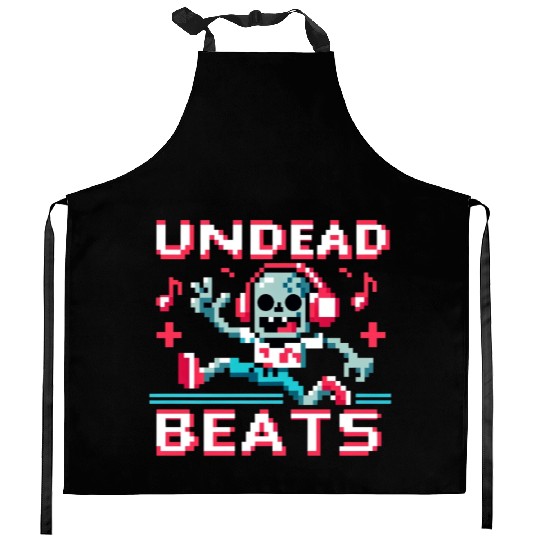 Undead Beats - 8-bit Zombie Groove Kitchen Aprons
