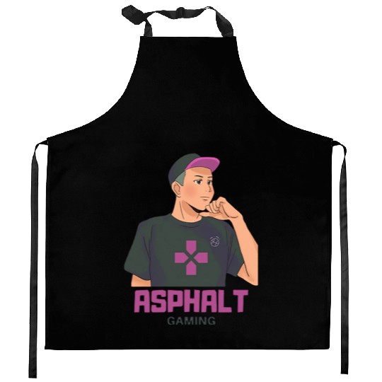 Black and Purple Gaming Avatar Logo Kitchen Aprons