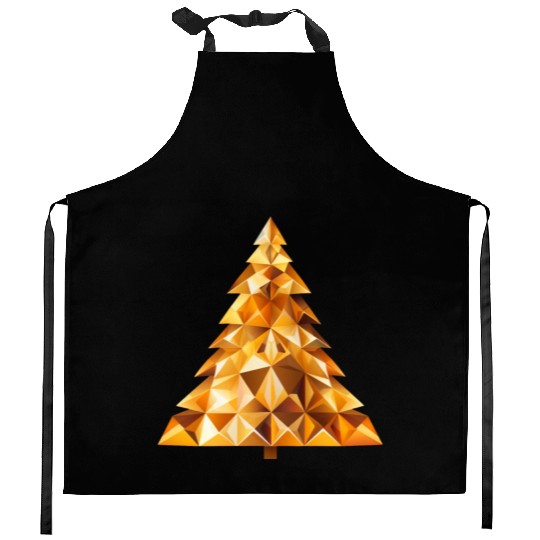 Golden festive shine: radiant Christmas tree Kitchen Aprons
