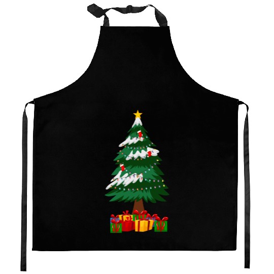 Merry Christmas Tree with Surprise Presents Boxes Kitchen Aprons