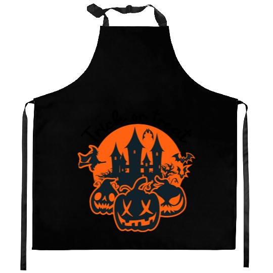 Trick or Treat Pumpkin Halloween Horror House Kitchen Aprons