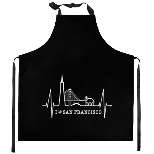 San Francisco Skyline Heartbeat California Lover Kitchen Aprons