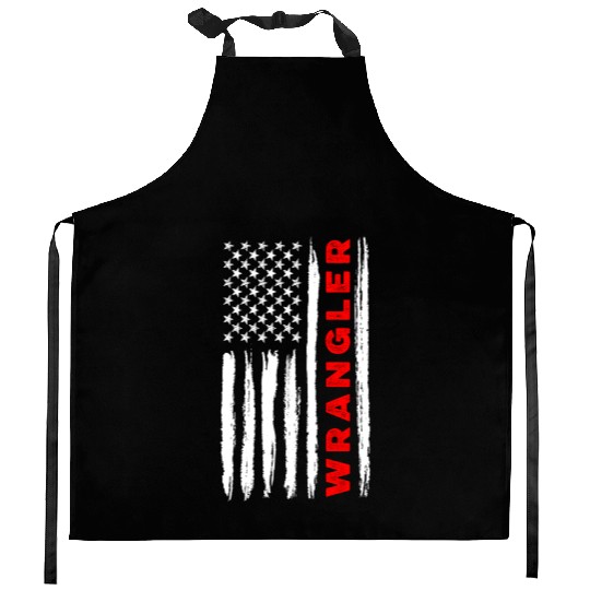 American Flag Wrangler Us Usa Flag Patriotic Kitchen Aprons