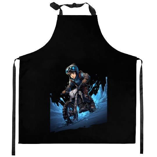 Dirt Bike Anime Ice Racing Motorcycle Ice Racer Kitchen Aprons