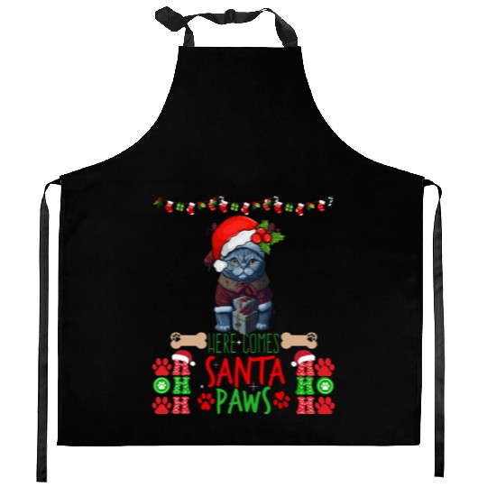 "Santa Paws' Kitty Welcome" Kitchen Aprons