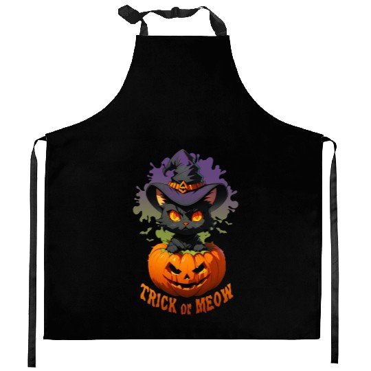 Trick or Meow Kitchen Aprons