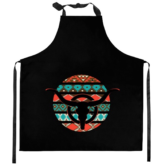 Retro Cow Skull Kitchen Aprons