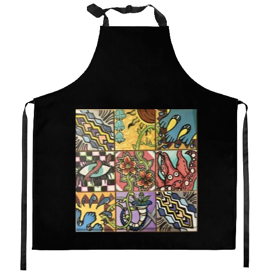 Hand painted wooden squares art by KateToxin Kitchen Aprons