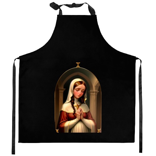 Praying Virgin Mary Kitchen Aprons