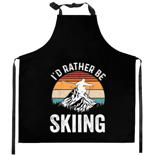 I'd Rather Be Skiing Wintersport Ski Kitchen Aprons