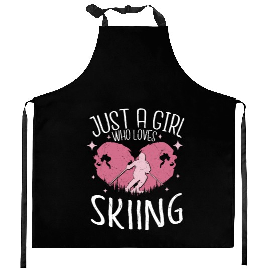 Just A Girl Who Loves Skiing Ski Wintersport Kitchen Aprons