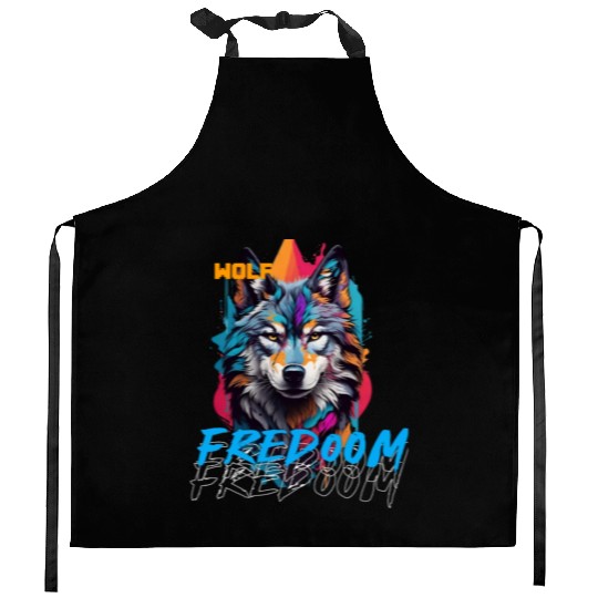Incredible wolf face street Kitchen Aprons