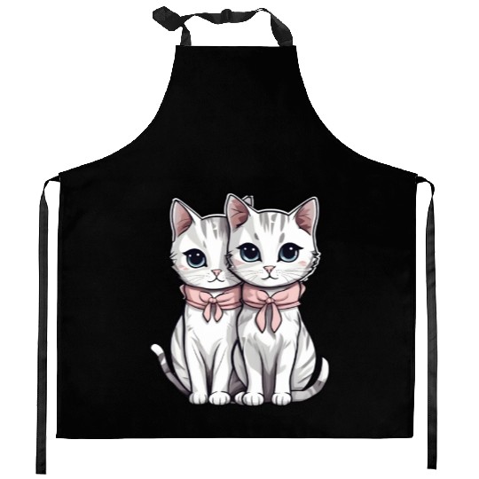 there are two kittens Kitchen Aprons