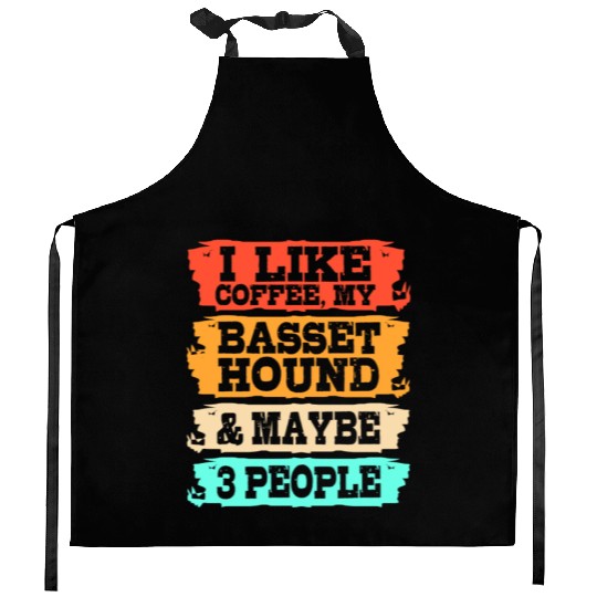 Retro Dog And Coffee Basset Hound Dog Kitchen Aprons