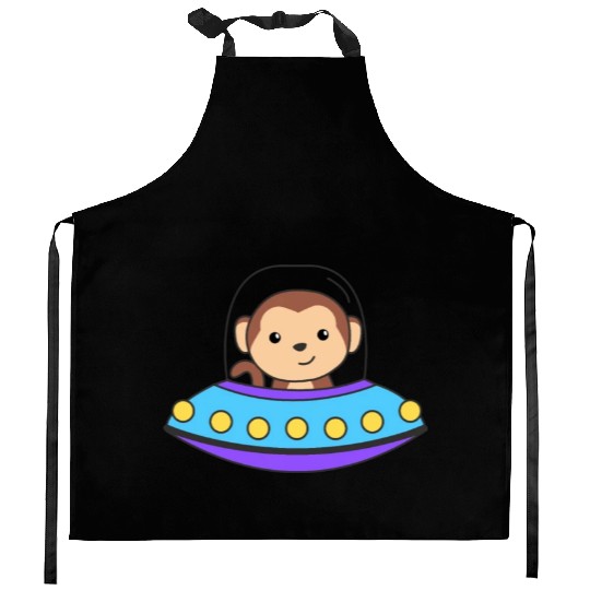 Monkey Ufo Space Universe Kitchen Aprons