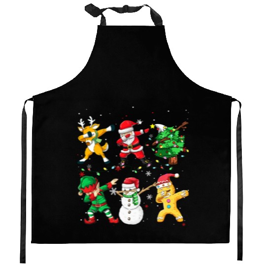 Dabbing Santa Elf Friends Christmas Boys Girls Men Kitchen Aprons