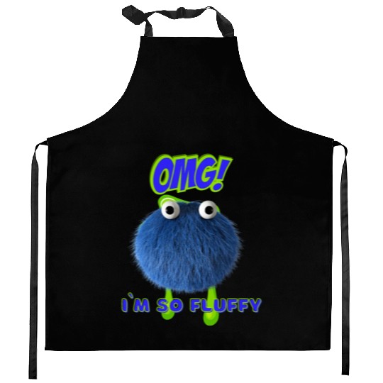 OMG Im So Fluffy, Cute Furry monster. Kitchen Aprons