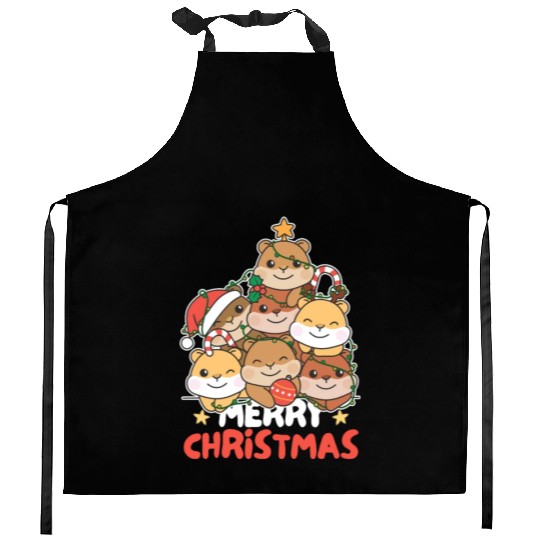 Hamster Christmas Tree Merry Christmas Kitchen Aprons