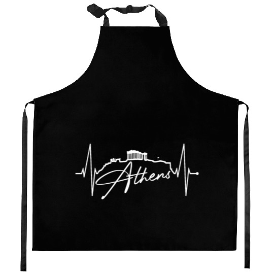 Athens Skyline Heartbeat Heart Flag Ancient Greek Kitchen Aprons