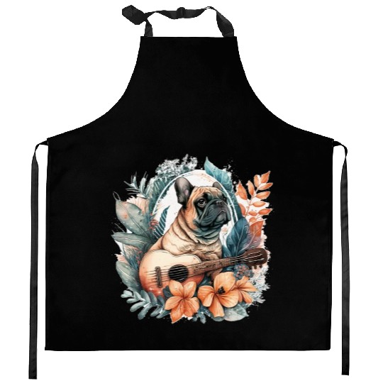 French Bulldog |Aloha Ukulele Hawaii Guitar Funny Kitchen Aprons