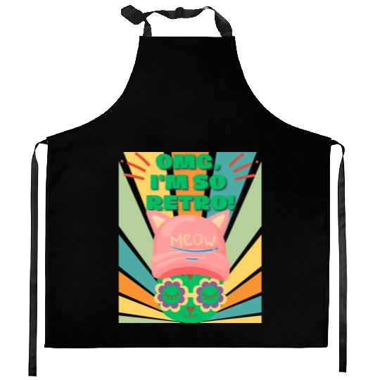 Omg I'm So Retro Cool Cat Kitchen Aprons