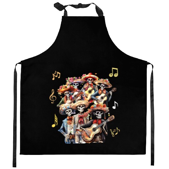 Day of the Dead Skeleton Band Kitchen Aprons