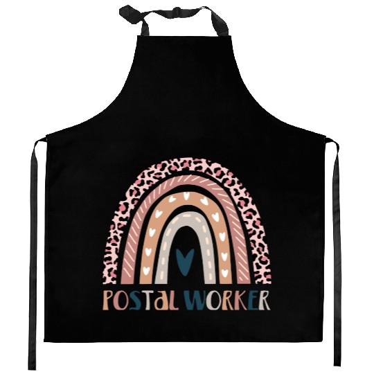 Postal worker rainbow Kitchen Aprons