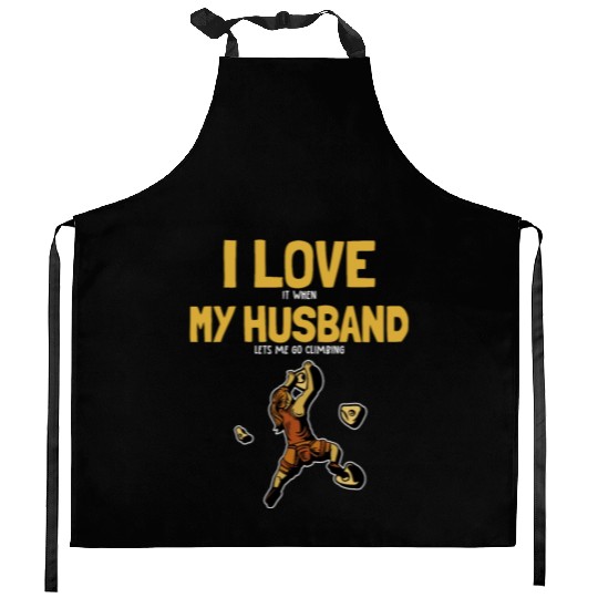 I love my Husband Climbing Bouldering Indoor Kitchen Aprons