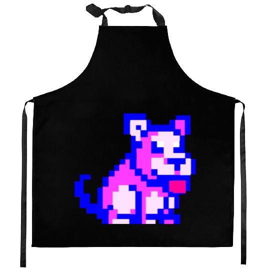 dog pixel pink Kitchen Aprons