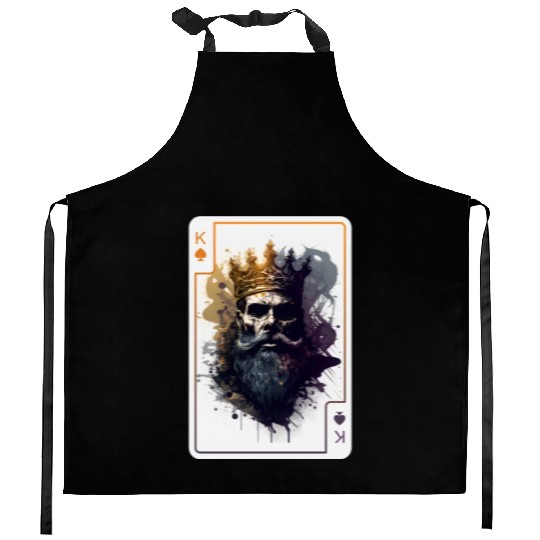 Creepy Card Game King Spades Poker Nightmare Kitchen Aprons