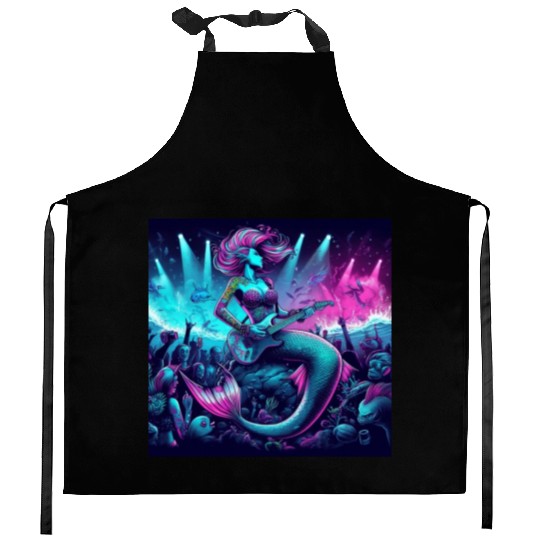 rock and roll under the sea Kitchen Aprons
