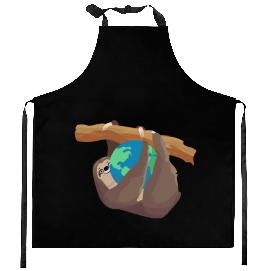 Forest Sloth Animal Embrace Mother Earth Day Kitchen Aprons