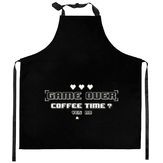 Game Over Coffee Time Funny Gaming Quote Kitchen Aprons