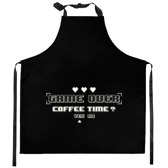Game Over Coffee Time Funny Gaming Quote Kitchen Aprons