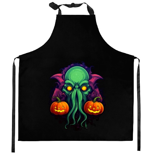 Halloween with Cthulhu Kitchen Aprons