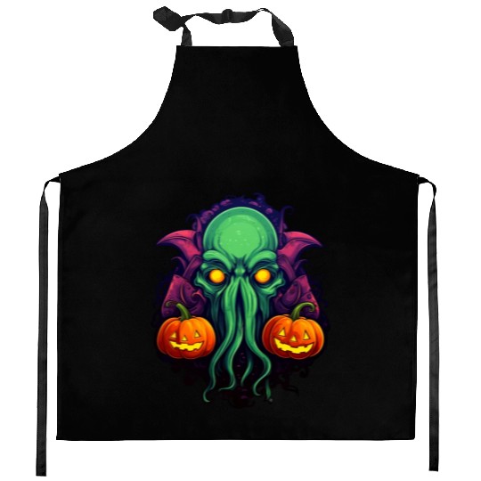 Halloween with Cthulhu Kitchen Aprons