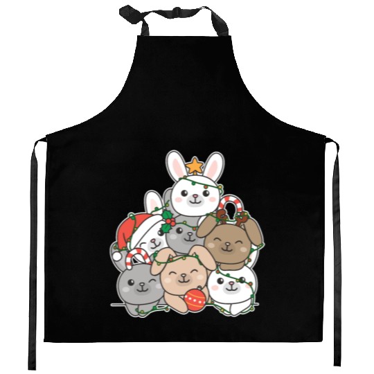 Bunny Christmas Tree Funny Animal Christmas Kitchen Aprons