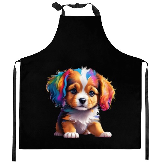 Cute Puppy Made of Liquid Colours Kitchen Aprons