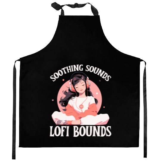 Lofi Music Lover Low Fidelity Japanese Aesthetic Kitchen Aprons