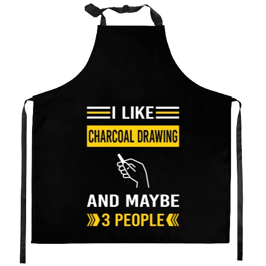 3 People Charcoal Drawing Kitchen Aprons