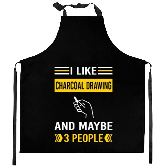 3 People Charcoal Drawing Kitchen Aprons