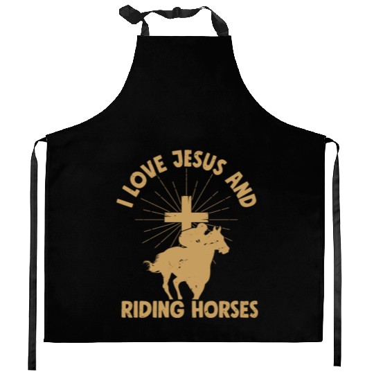 I Love Jesus And Riding Horses Horseback Riding Wo Kitchen Aprons